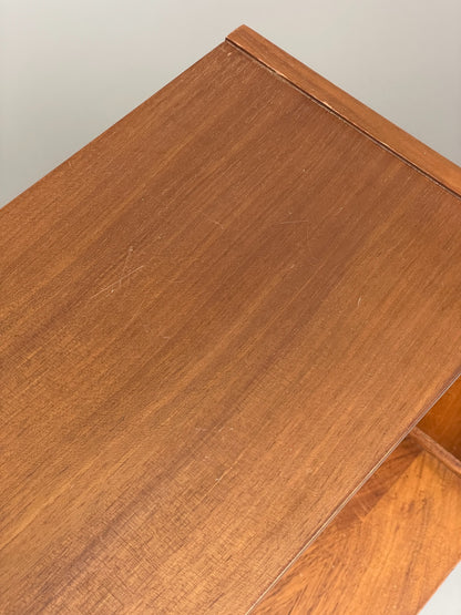 Vintage Bookcase Walnut 1960s Retro Midcentury Glass Doors Shelving EB12607