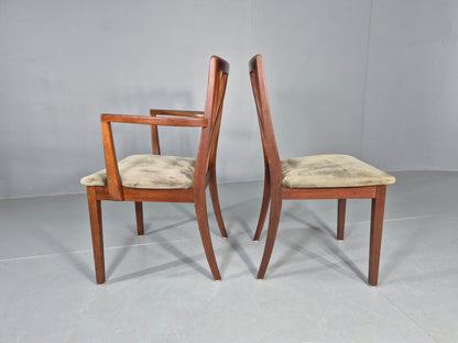 6 Vintage G Plan Teak Dining Chairs X Frame Green Seats 1970s Retro EB12260