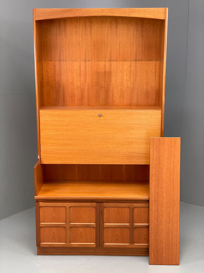 Vintage Nathan Wall Unit Teak Squares 1970s Retro Shelving Glazed EB11969