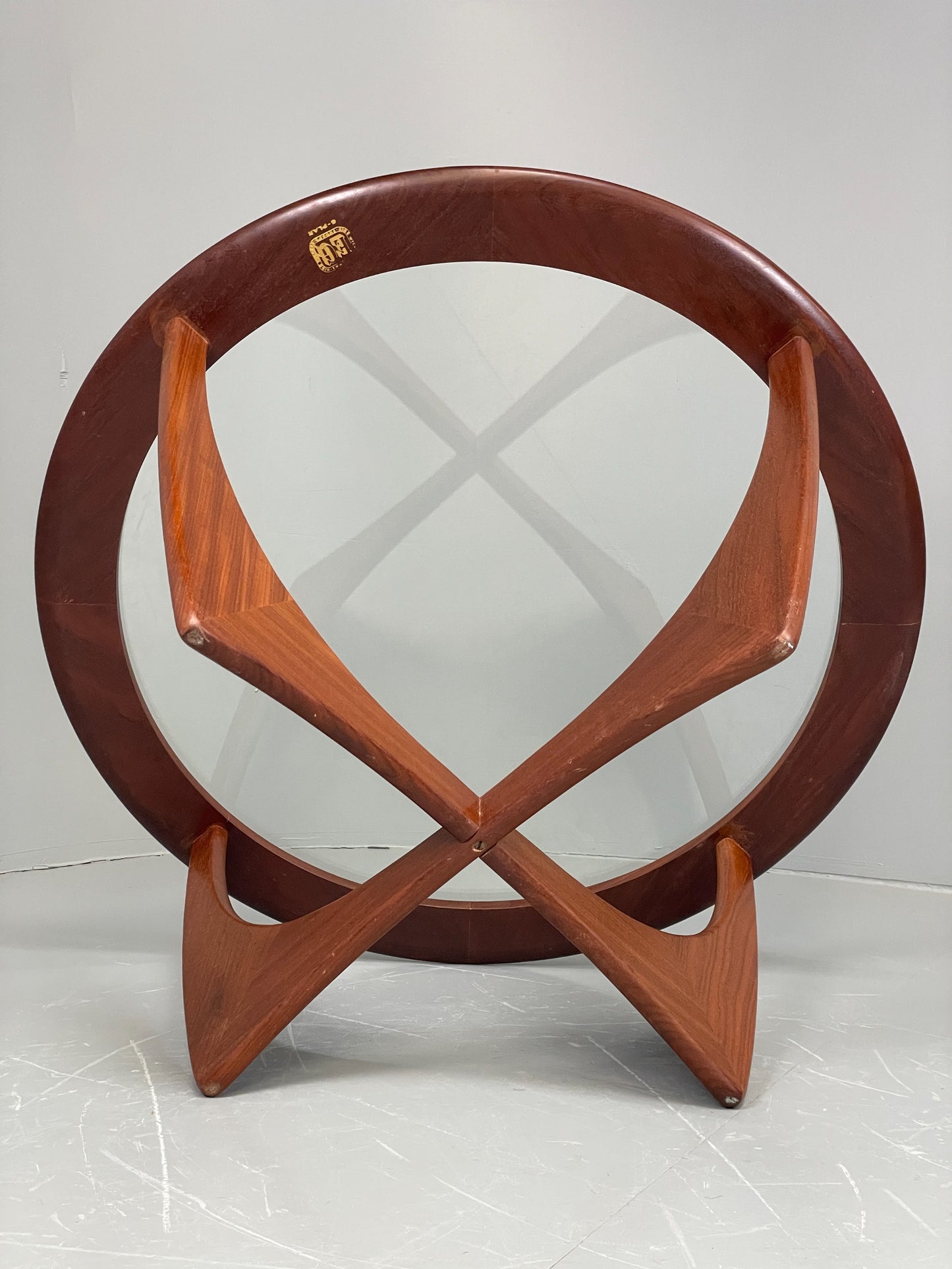 G Plan Astro Coffee Table Round Teak 1960s Mid Century Vintage Glass Top EB12072