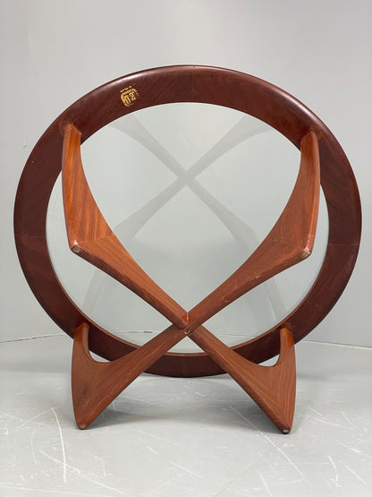 G Plan Astro Coffee Table Round Teak 1960s Mid Century Vintage Glass Top EB12072