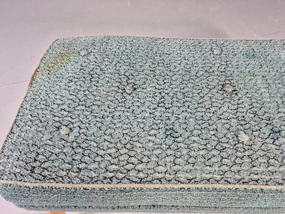 Vintage 1950s Footstool Turquoise Blue Boucle Beech Legs EB12797