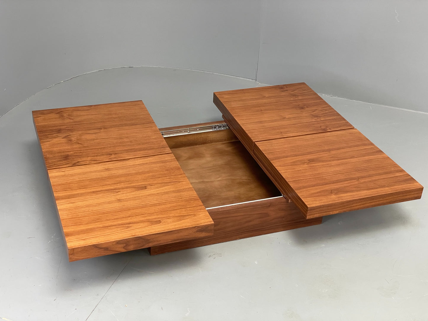 Square Coffee Table Walnut Modern Japanese Style With Storage EB12519