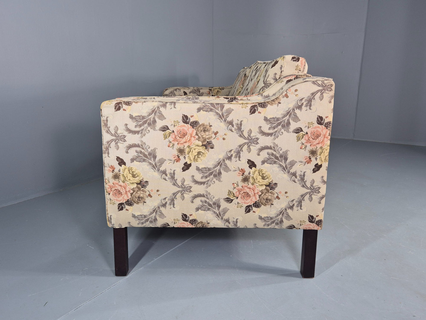 Vintage Danish 2 Seater Sofa 1970s Classical Floral Print Mid Century EB12540