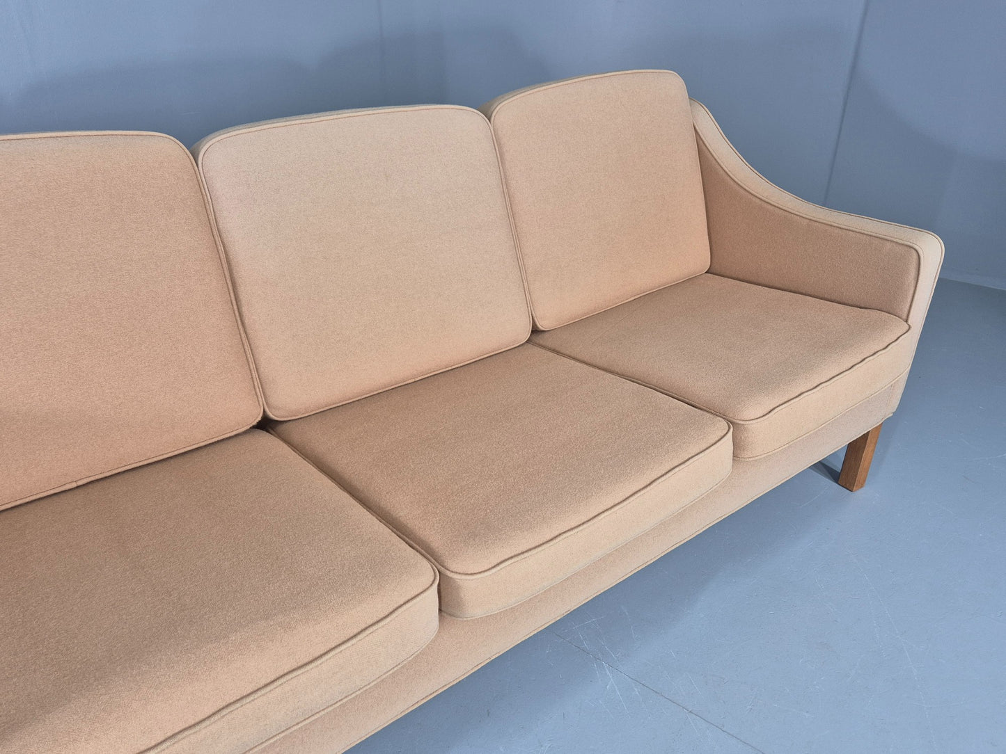 Vintage 3 Seater Sofa Beige Wool Upholstery Hurup MCM Retro 1980s EB12173