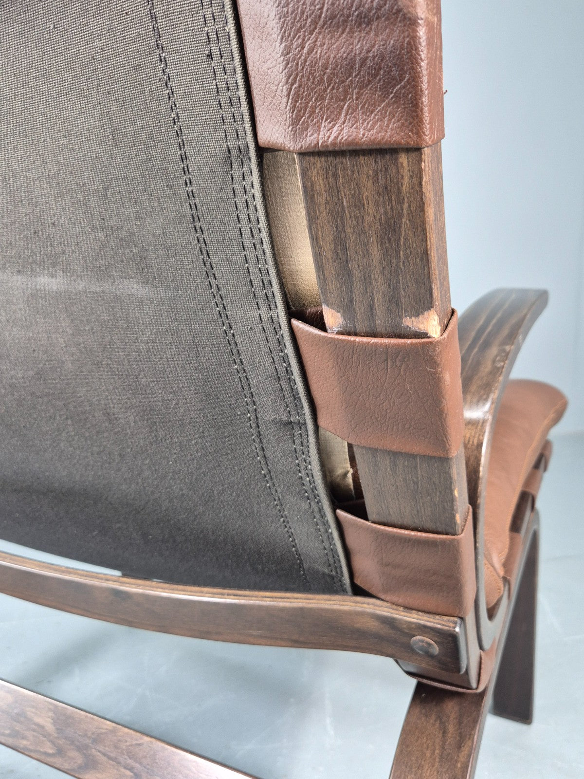 Vintage Farstrup Armchair Bentwood Frame Brown Leather Retro 1970s Eb12147