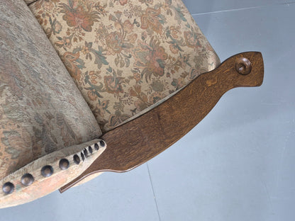 Vintage Danish Armchair Kjaernulf Style Floral Upholstery Oak Frame 1970 EB06690