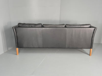 Vintage 3 Seater Sofa Danish Black Mogens Hansen 1990s MCM Retro EB11949