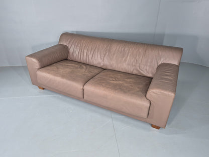 Vintage 2.5 Seater Sofa Taupe Leather Modern Design De Sede Style EB12477