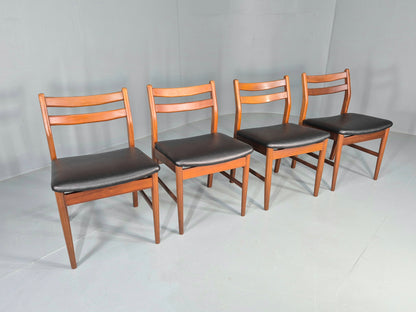 4 Vintage Jentique Dining Chairs Teak Frames Black Vinyl 60s RETRO MCM EB1195
