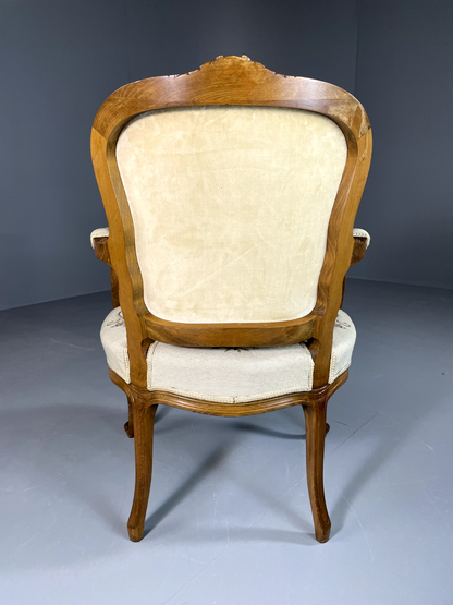 EB5726 Vintage Danish Fauteuil Chair, Louis XV Style, 1950s, Retro, Repro. VDIN