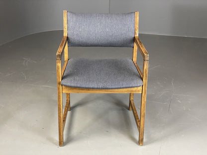 EB6147 Vintage Elbow Chair by Slagelse Oak Blue Cotton Danish Lounge MDIN