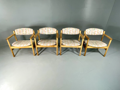 EB6019 Vintage Danish Oak Elbow Chairs FDB Møbler Set of 4 80s Print MDIN