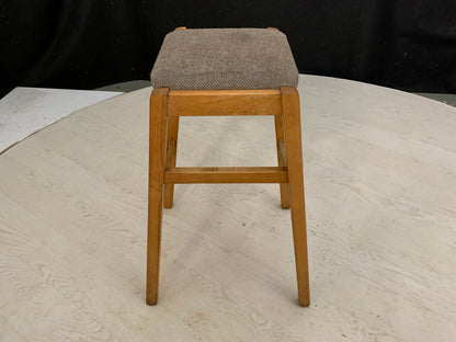 EB2360 Beech Stool with Beige Wool Seat Cushion Vintage Kitchen Dining Bar MDIN