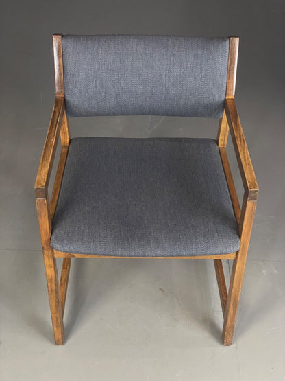 EB6156 Vintage Elbow Chair by Slagelse Oak Blue Cotton Danish Lounge MDIN