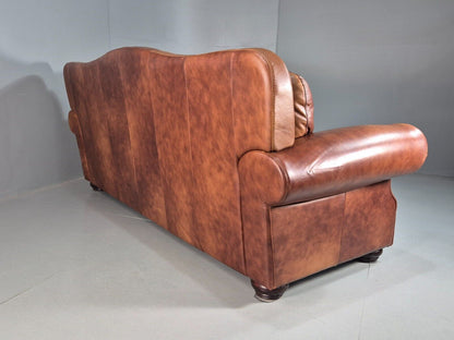 Vintage 3 Seat Sofa Brown Leather Traditional Club Style EB8313 VCHE