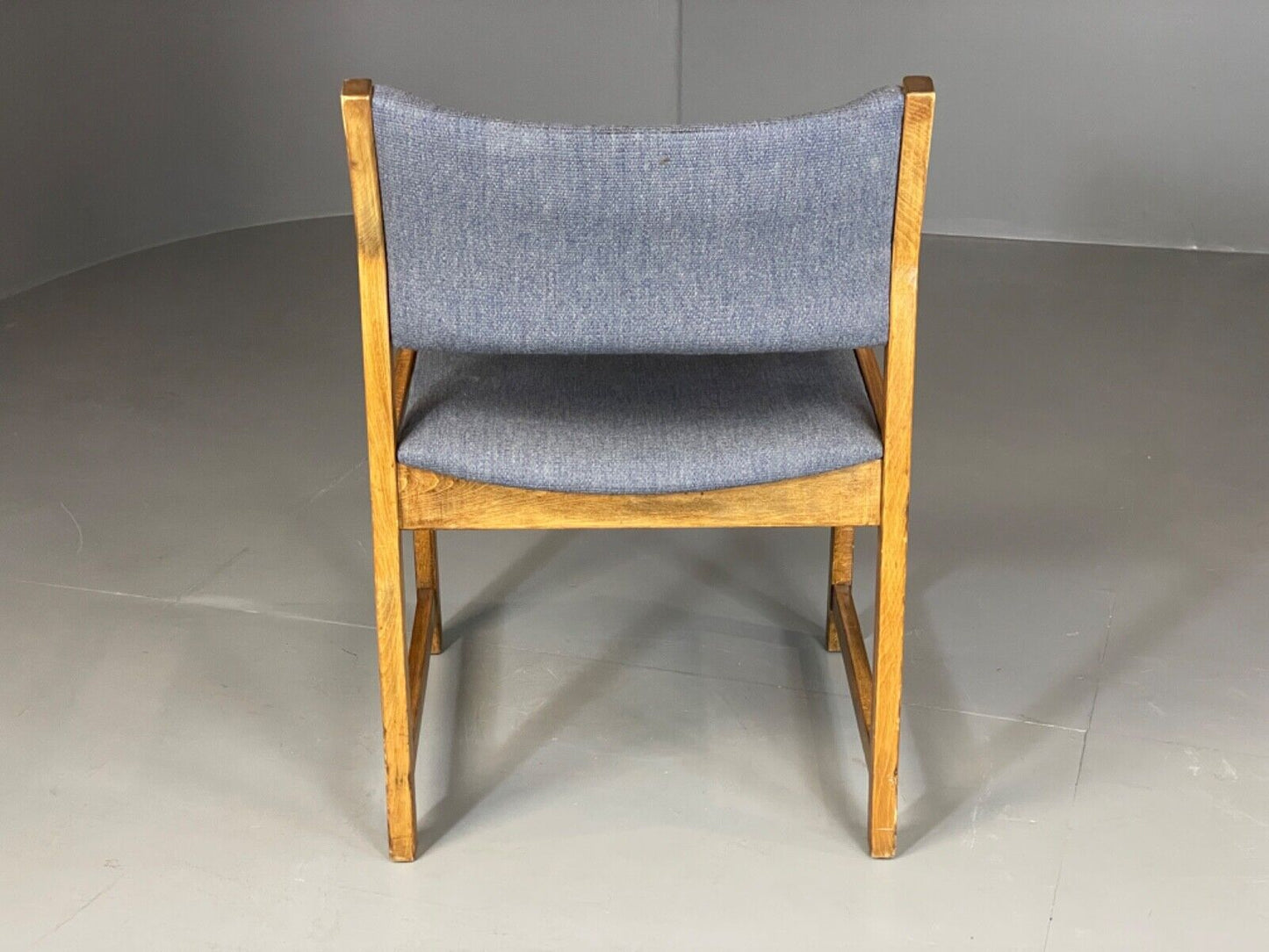 EB6165 Vintage Elbow Chair by Slagelse Oak Blue Cotton Danish Lounge MDIN