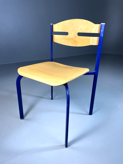 EB6339 Vintage Danish Stacking Chair Bent Ply Steel Retro Industrial 1980s MSTA