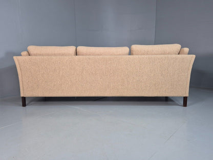 Vintage Danish 3 Seat Sofa Oatmeal Wool Mogens Hansen 1970s Retro EB7614 M3SS