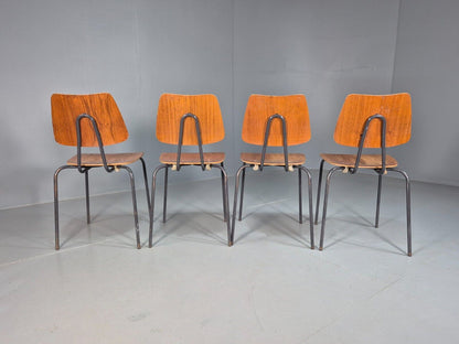 4 Vintage Danish Stacking Chairs Teak Plywood Steel Frame 1960 Retro EB8365 MSTA