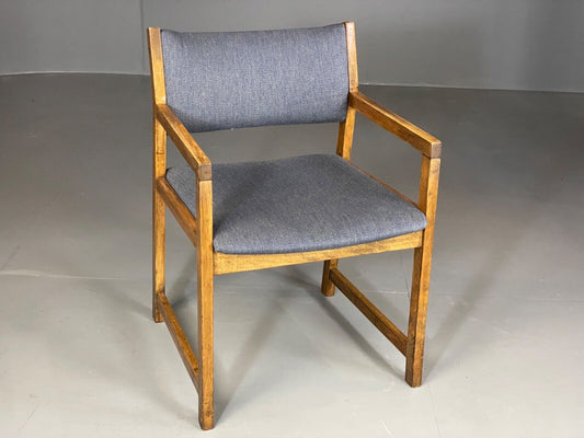 EB6166 Vintage Elbow Chair by Slagelse Oak Blue Cotton Danish Lounge MDIN