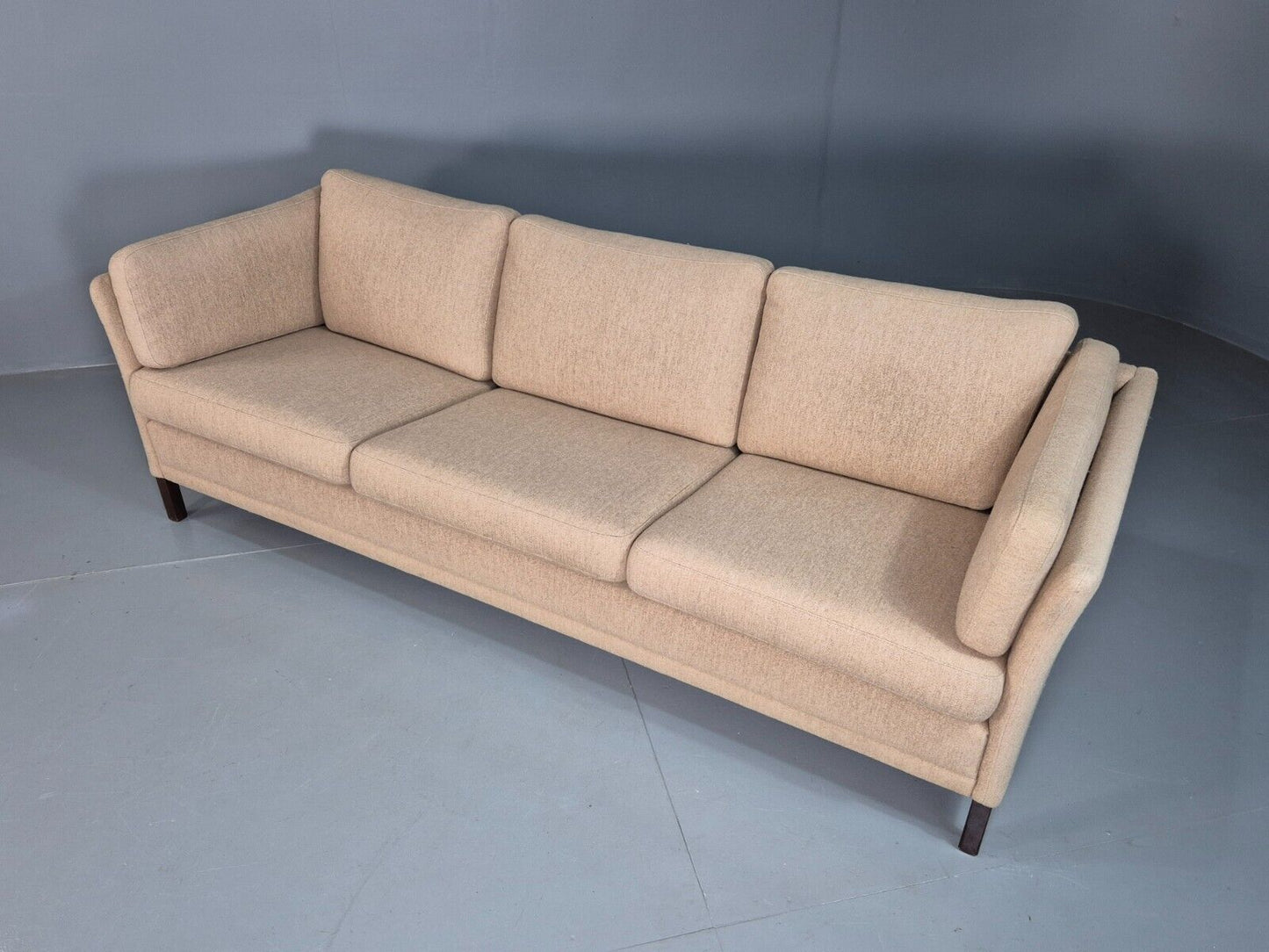 Vintage Danish 3 Seat Sofa Oatmeal Wool Mogens Hansen 1970s Retro EB7614 M3SS