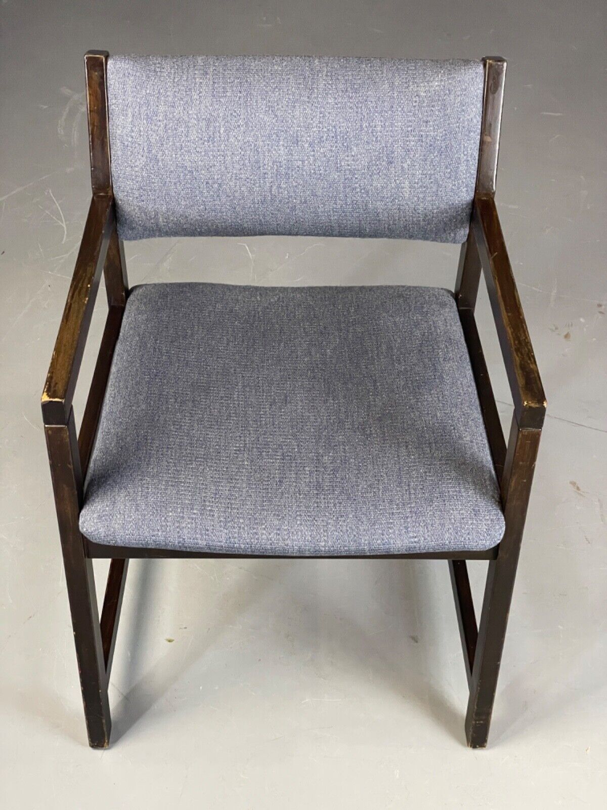 EB6153 Vintage Elbow Chair by Slagelse Oak Blue Cotton Danish Lounge MDIN