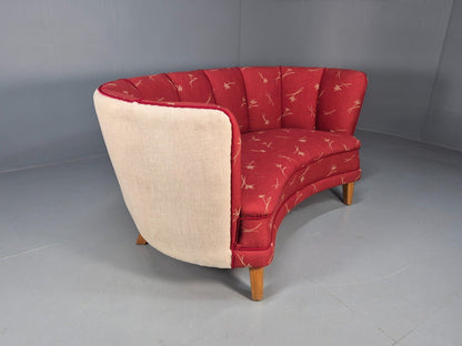 Vintage Danish Banana sofa Red and Cream Shell back Deco 1930s Retro EB8297 V2SS