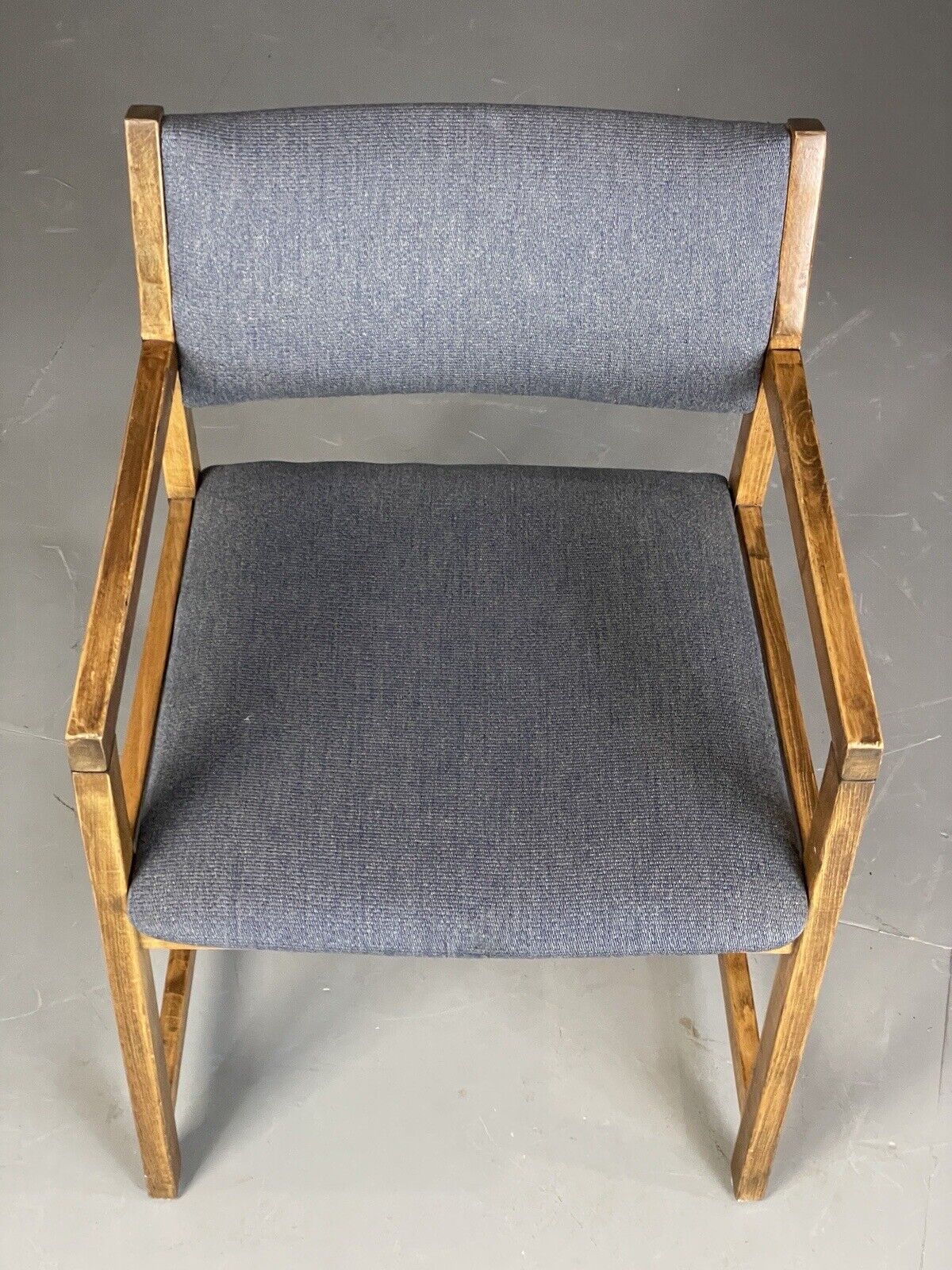 EB6147 Vintage Elbow Chair by Slagelse Oak Blue Cotton Danish Lounge MDIN