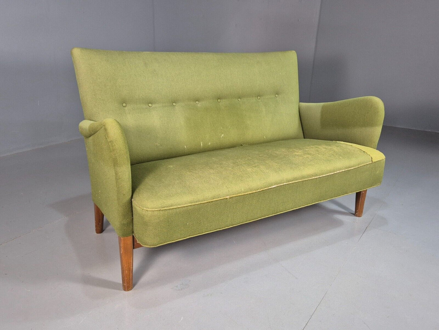 Vintage Danish 2 Seat Sofa Green Fritz Hansen 2 Seat 1950s MCM Retro EB8219 M2SS