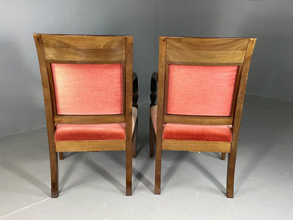 EB6727 2 Vintage Danish Lounge Chairs Beech Wood Pink Velour Antique Empire VCLO