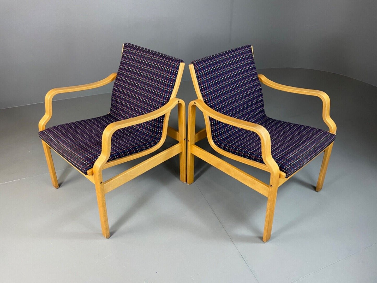 EB5067 Vintage Danish bentwood lounge chairs, Aalto Style, Farstrup. Retro, MBEN