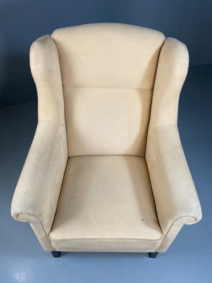 EB4500 Danish Modern Cream Suede Wing Back Armchair, MCM, Retro, Vintage VCLO