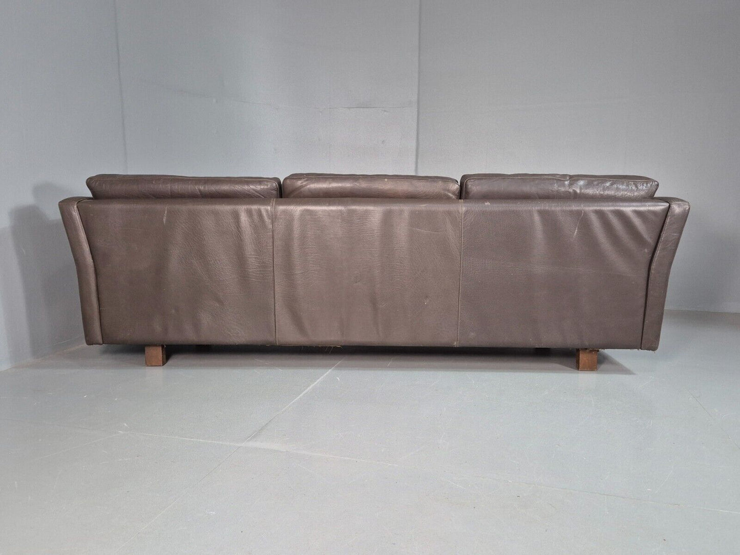 Vintage Danish 3 Seat Sofa Brown Leather Thams 1970s MCM Retro EB7617 M3SS