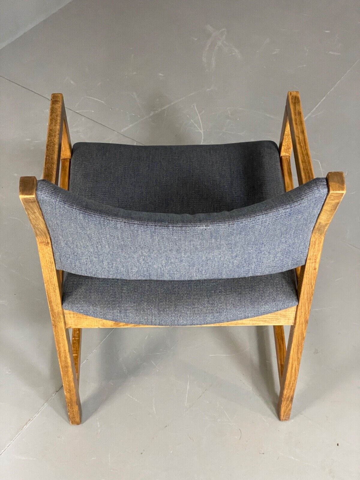 EB6146 Vintage Elbow Chair by Slagelse Oak Blue Cotton Danish Lounge MDIN