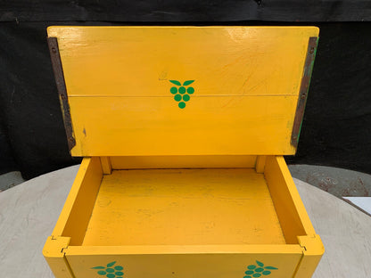 EB2859 Yellow Painted Childrens School Desk with Green Grape Stencils MWOO