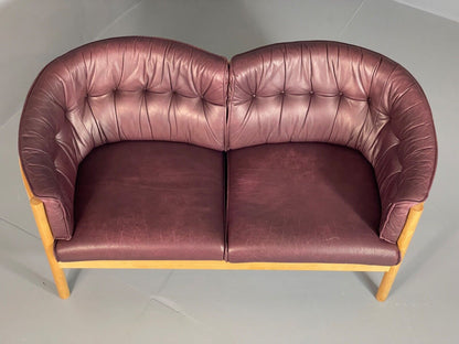 EB6111 Vintage Danish Leather Sofa 2 Seat Nielaus Møbler Beech Retro MCM M2SS