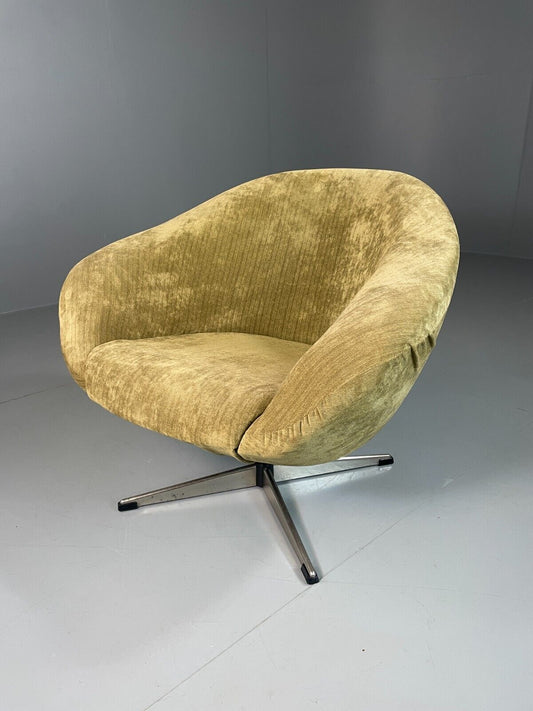 EB6410 Vintage Danish Swivel Bucket Chair Gold Velour Upholstery Retro MCM MSWI