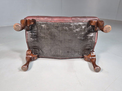 Vintage Footstool Oxblood Leather Chesterfield Style Antique Style EB8186 VCHE