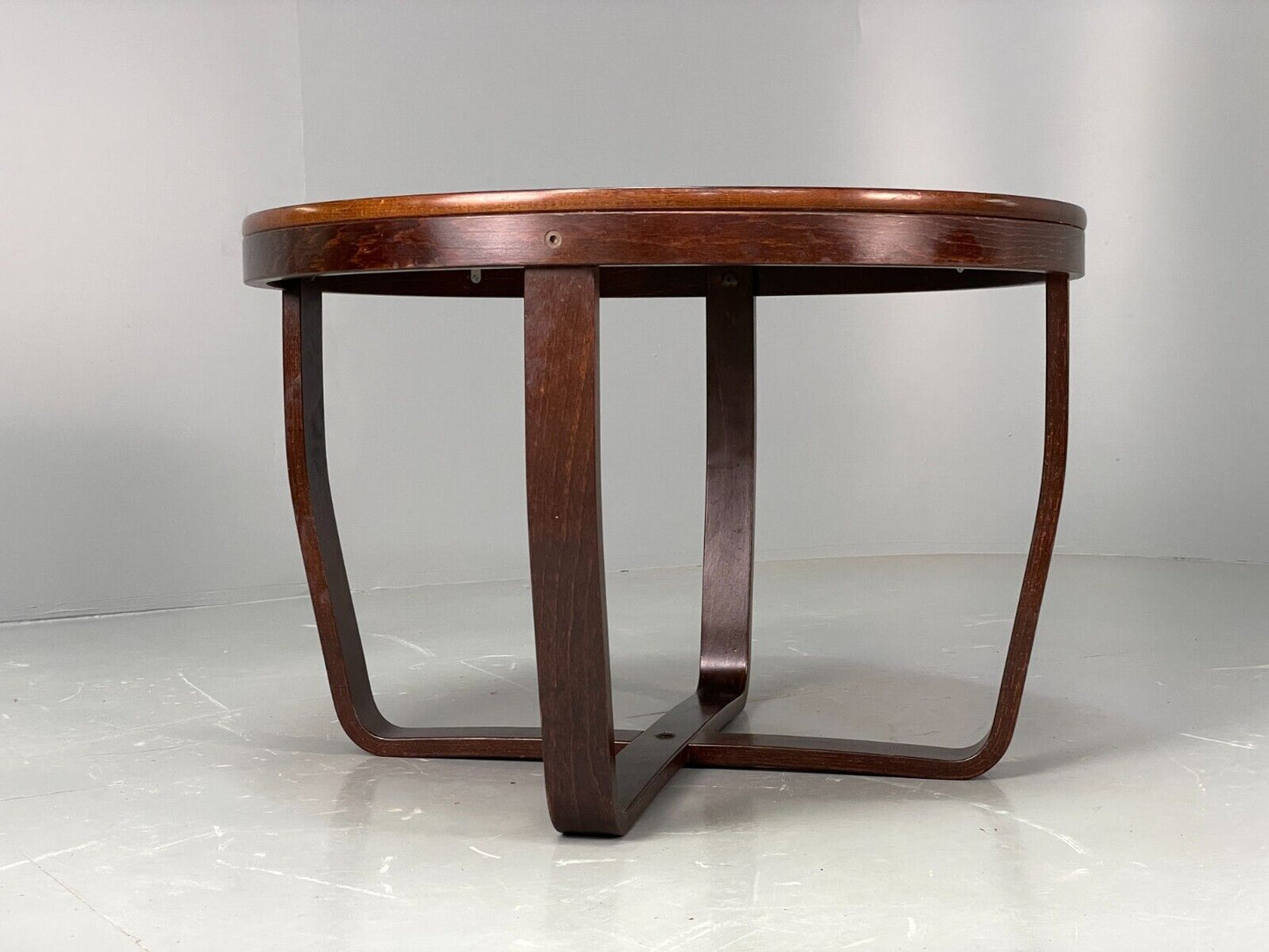 EB6805 Vintage Danish Coffee Table Oak and Beech Circular Bentwood 1980s MWOO