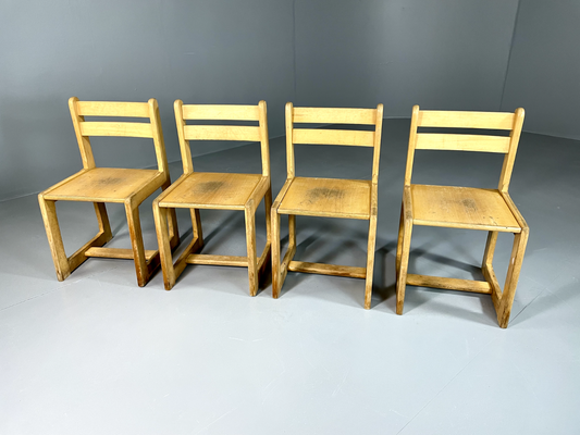 EB6003 4 Vintage Danish School Chairs, Small Size, Retro, MCM, MDIN