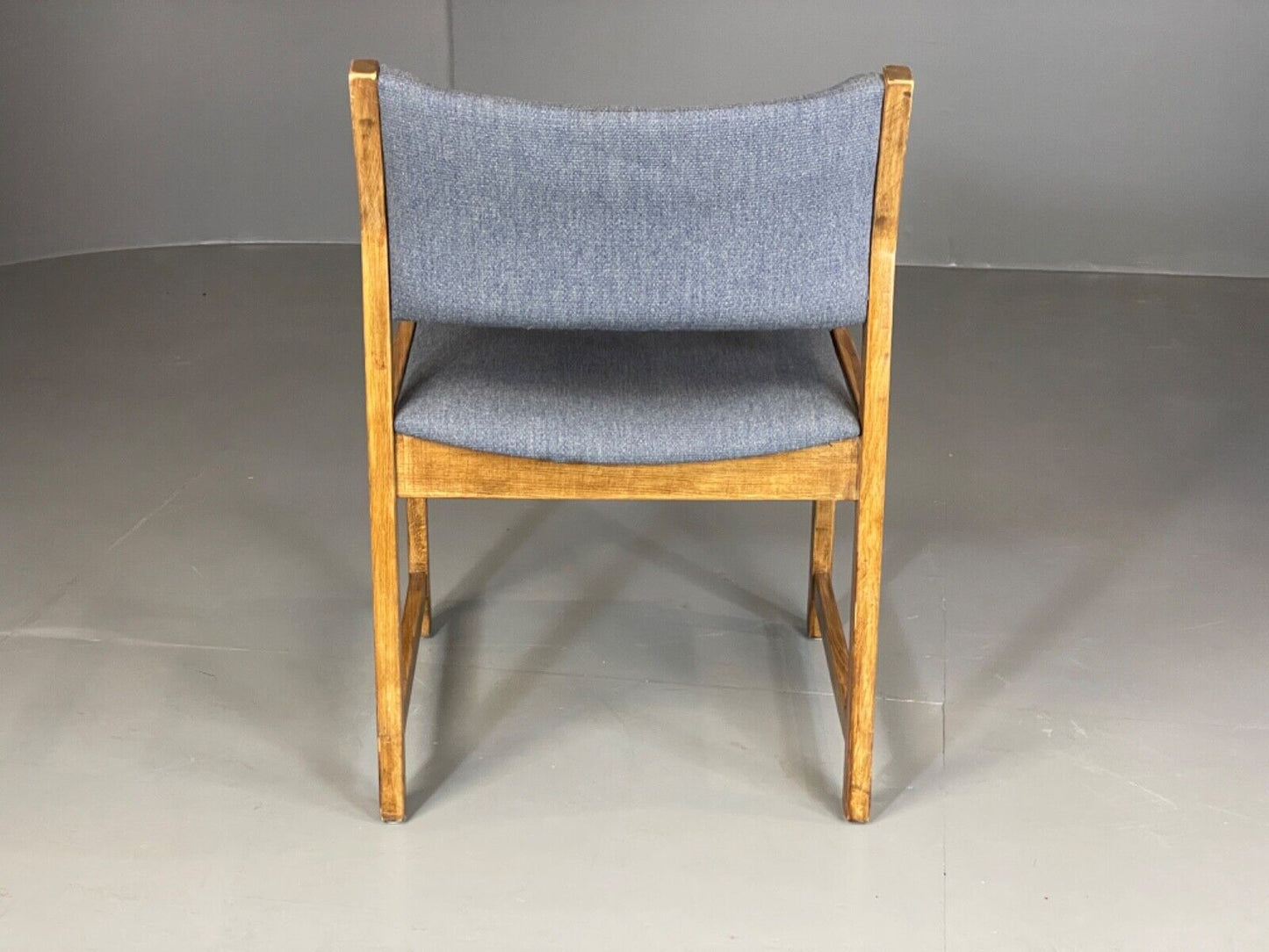 EB6164 Vintage Elbow Chair by Slagelse Oak Blue Cotton Danish Lounge MDIN