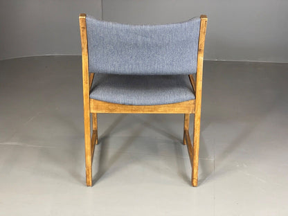 EB6164 Vintage Elbow Chair by Slagelse Oak Blue Cotton Danish Lounge MDIN