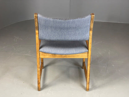 EB6159 Vintage Elbow Chair by Slagelse Oak Blue Cotton Danish Lounge MDIN