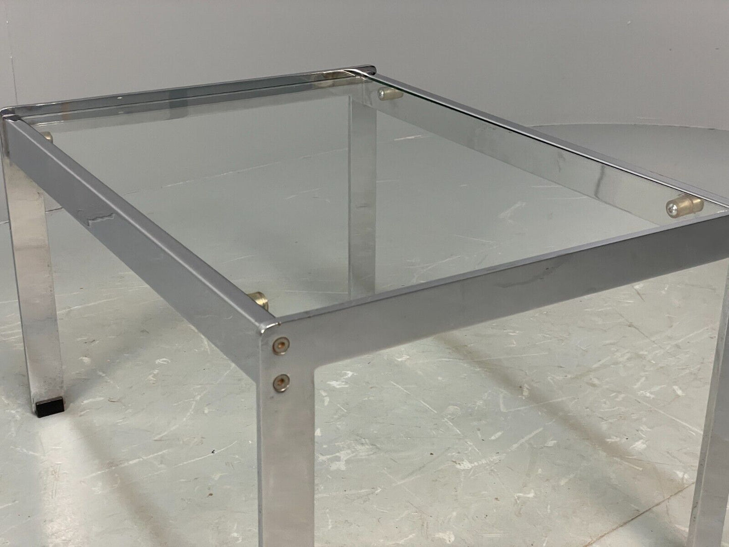 Vintage Small Chrome And Glass Rectangular Coffee Table EB7844 MWOO