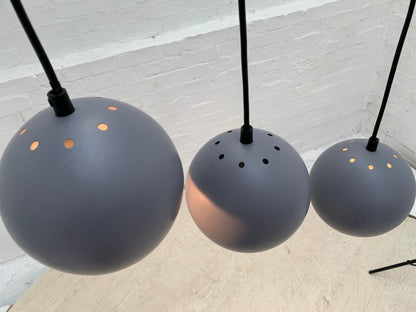 EB3456 Set of Three Small Danish Grey Steel Ball Pendant Ceiling Lamps LCLC