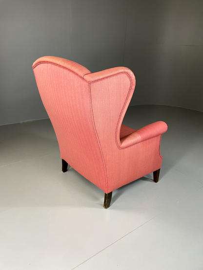 EB5685 Vintage Danish Mid Century Wingback Armchair, 1950s, Pink, Retro VCLO