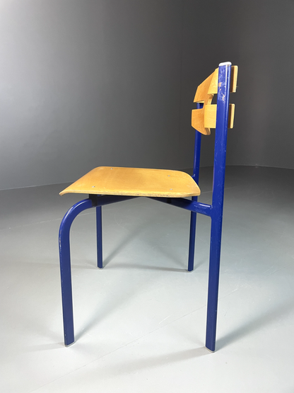 EB6339 Vintage Danish Stacking Chair Bent Ply Steel Retro Industrial 1980s MSTA