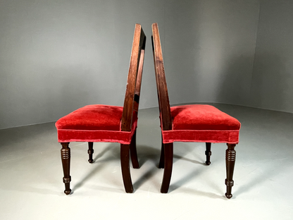 EB6328 2 Vintage Danish Dining Chairs Pine Beech Red Antique 1920s VDIN