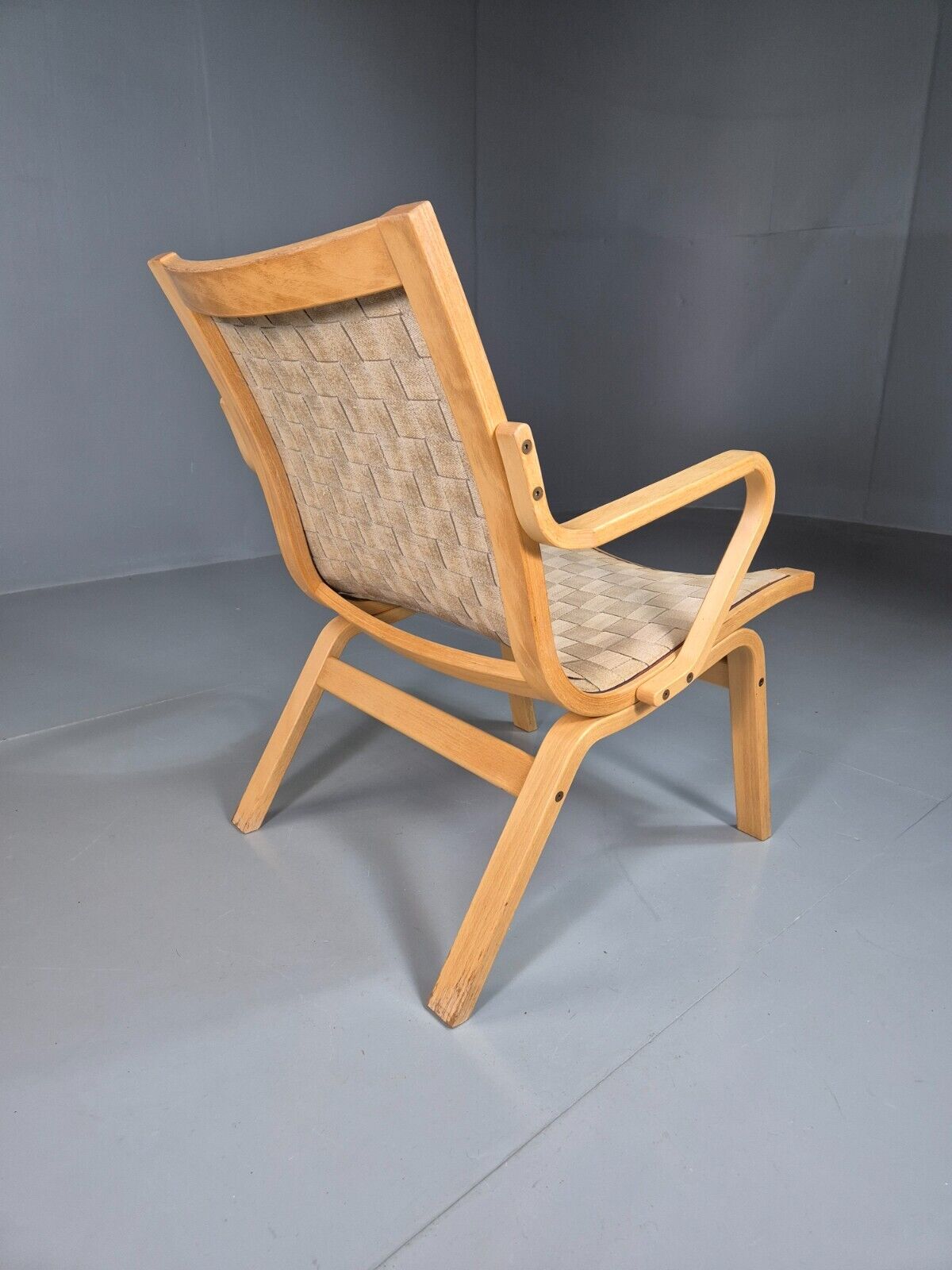 EB7398 Vintage Danish Lounge Chair Canvas Bentwood Ostergaard MCM Retro MBEN